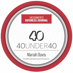 Sacramento Business Journal 40 Under 40 — Mariah Davis Oakview Insurance Yuba City CA